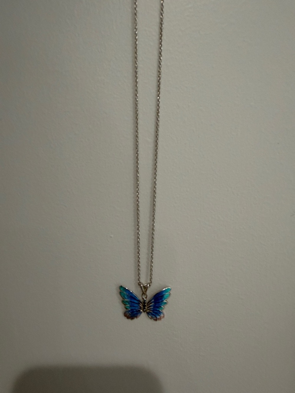Brighton Silver Butterfly Pendant Necklace in Blue-Green
